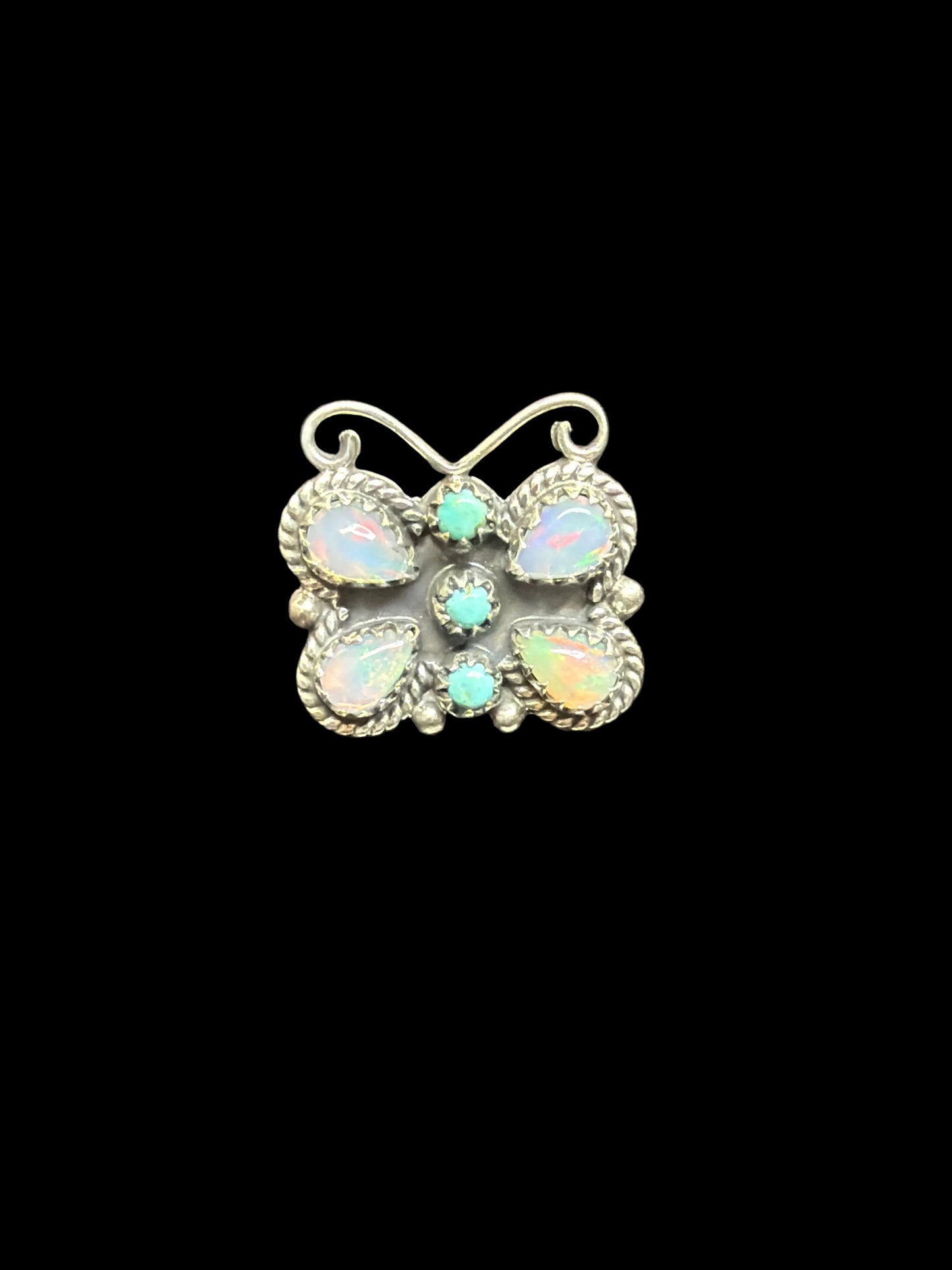 Handcrafted Opal & Kingman Turquoise Butterfly Rings
