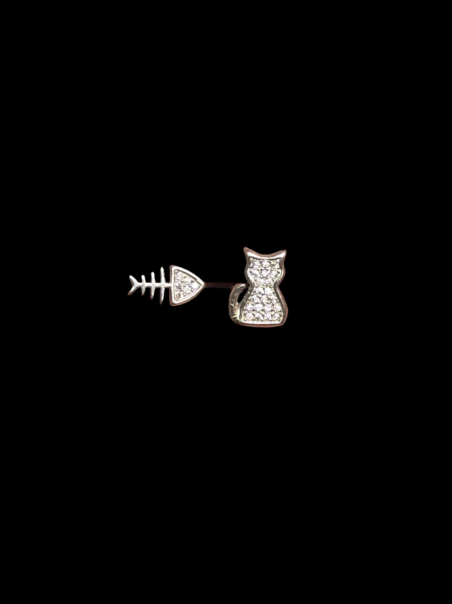 Sterling & CZ Cat/Fish Earrings