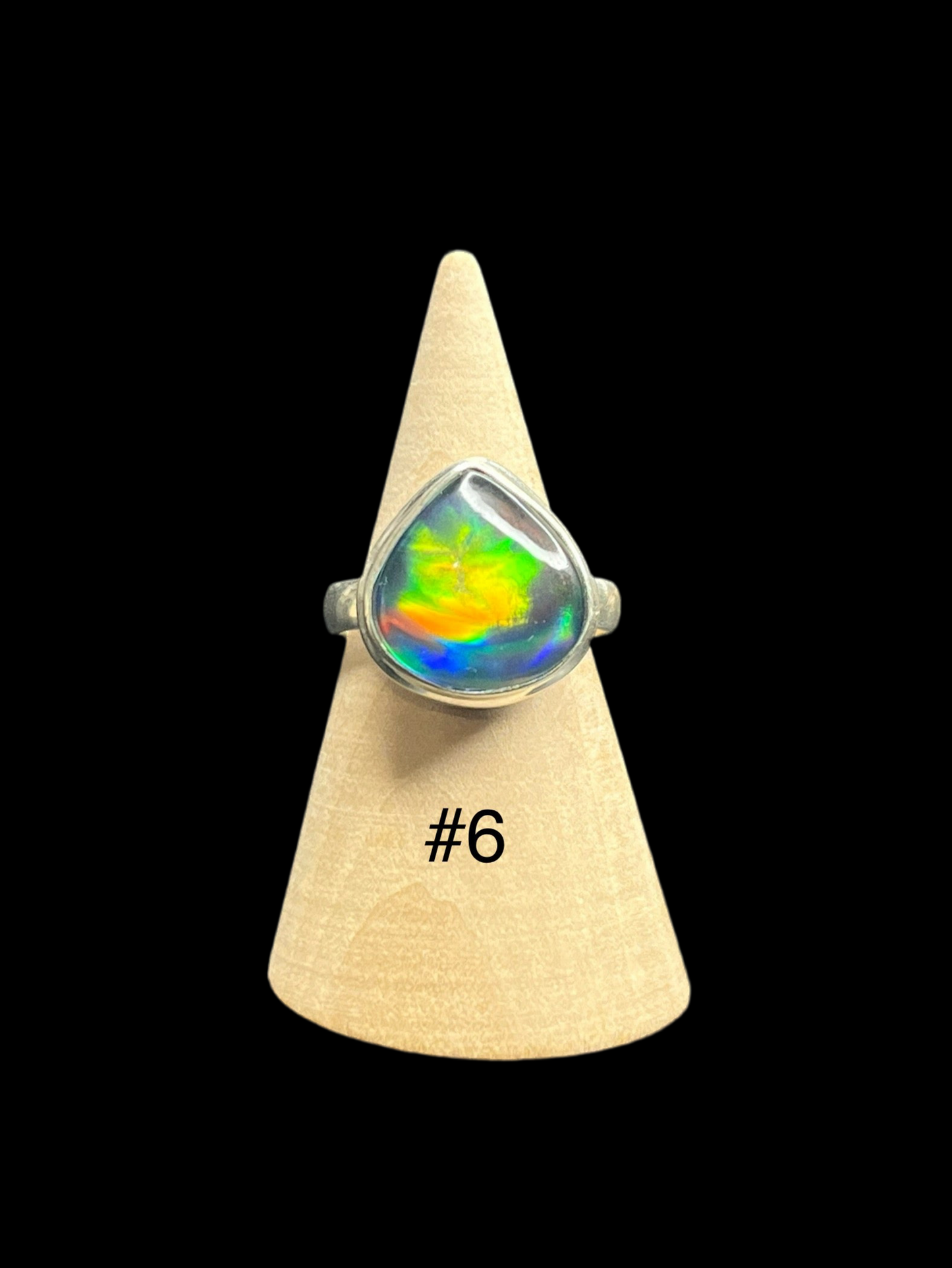 Aurora Opal Sterling Silver Rings