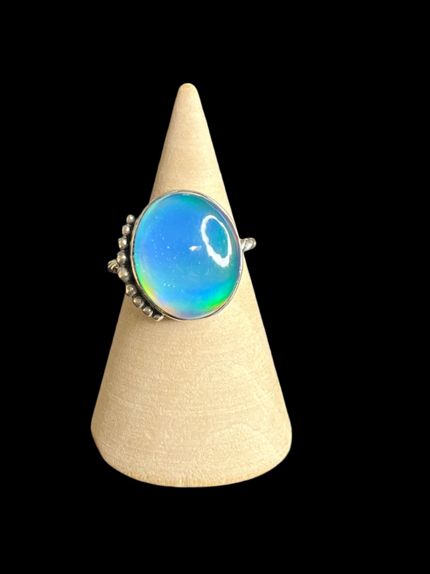 Aurora Opal Sterling Silver Rings