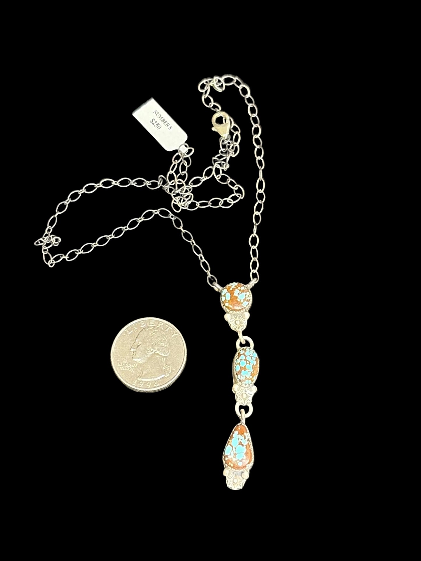Number 8 Turquoise Mini Lariat Necklace