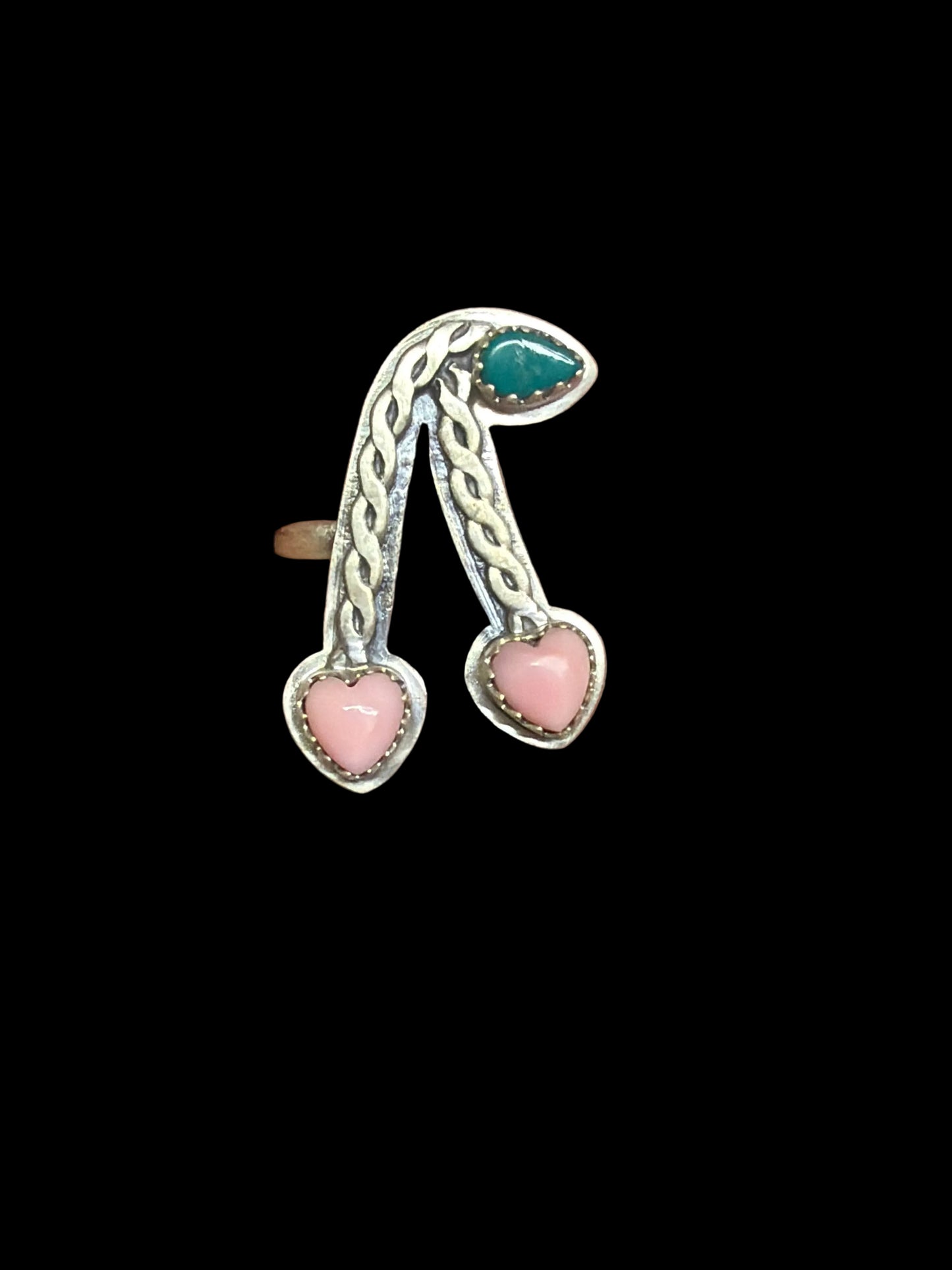Handcrafted Pink Conch Cherry Rings