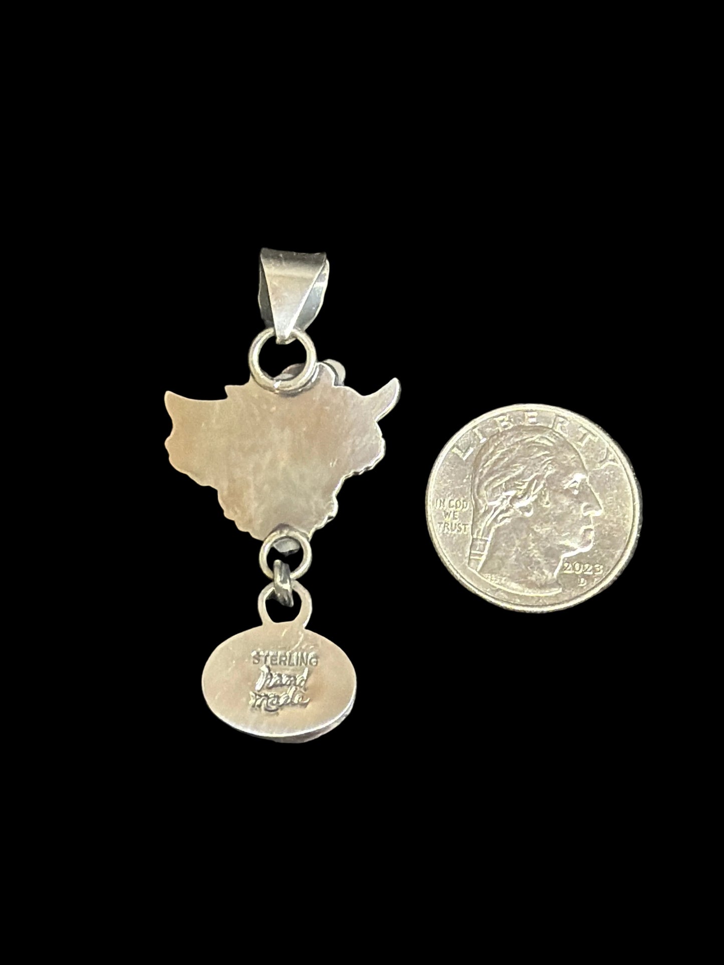 Handcrafted Kingman Turquoise Highland Cow Pendant
