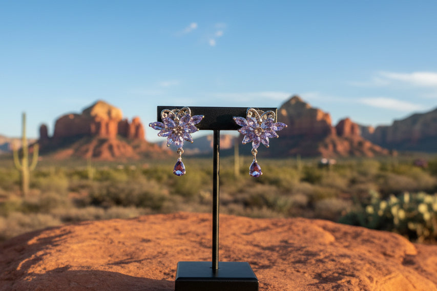 Tanzanite & Amethyst Butterfly Earrings