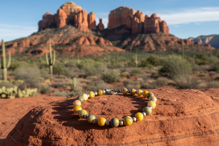 Bumblebee Jasper & Desert Pearl Bracelet
