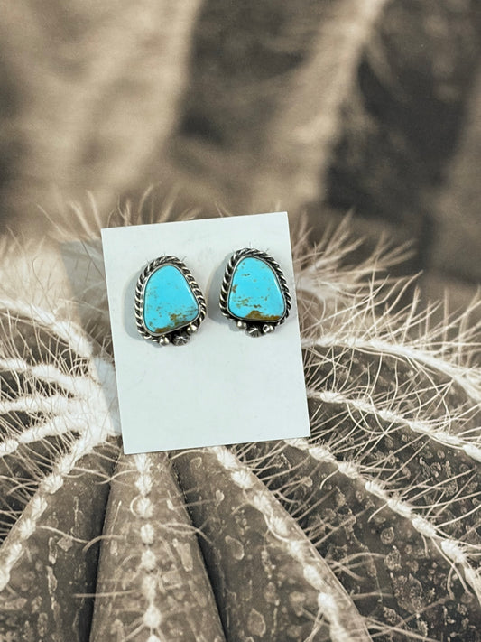 Navajo - Chassity Belone - Kingman Turquoise Earrings