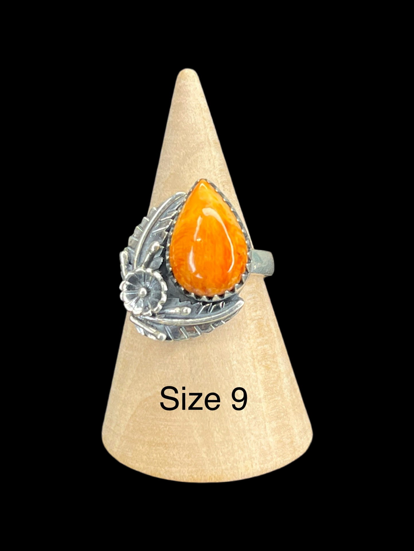 Orange Spiny Sterling Silver Rings