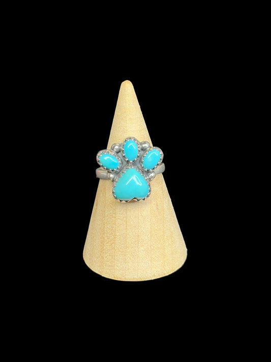 Handcrafted Kingman Turquoise Paw Ring - size 7