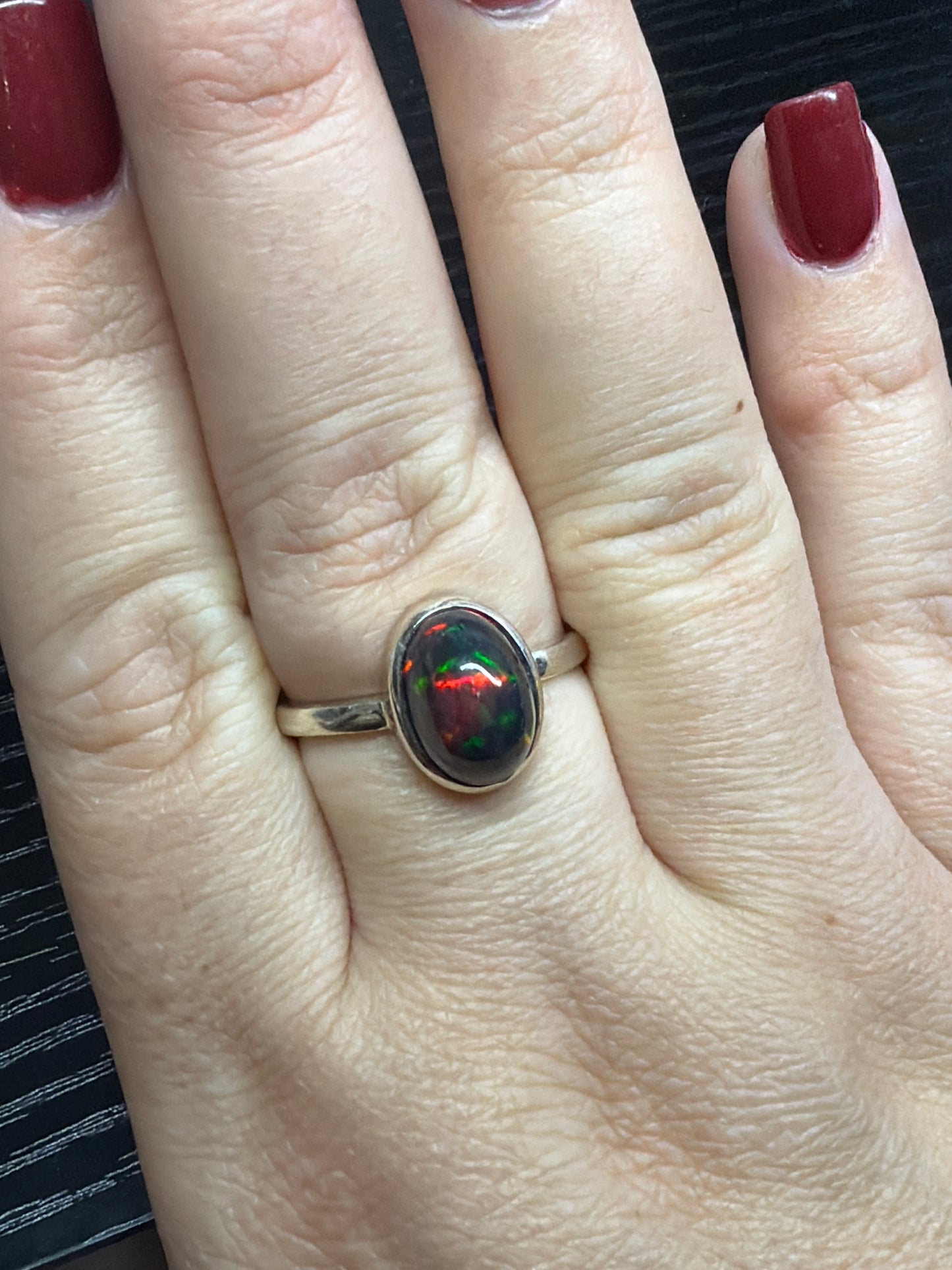 Natural Black Ethiopian Fire Opal Rings - Adjustable