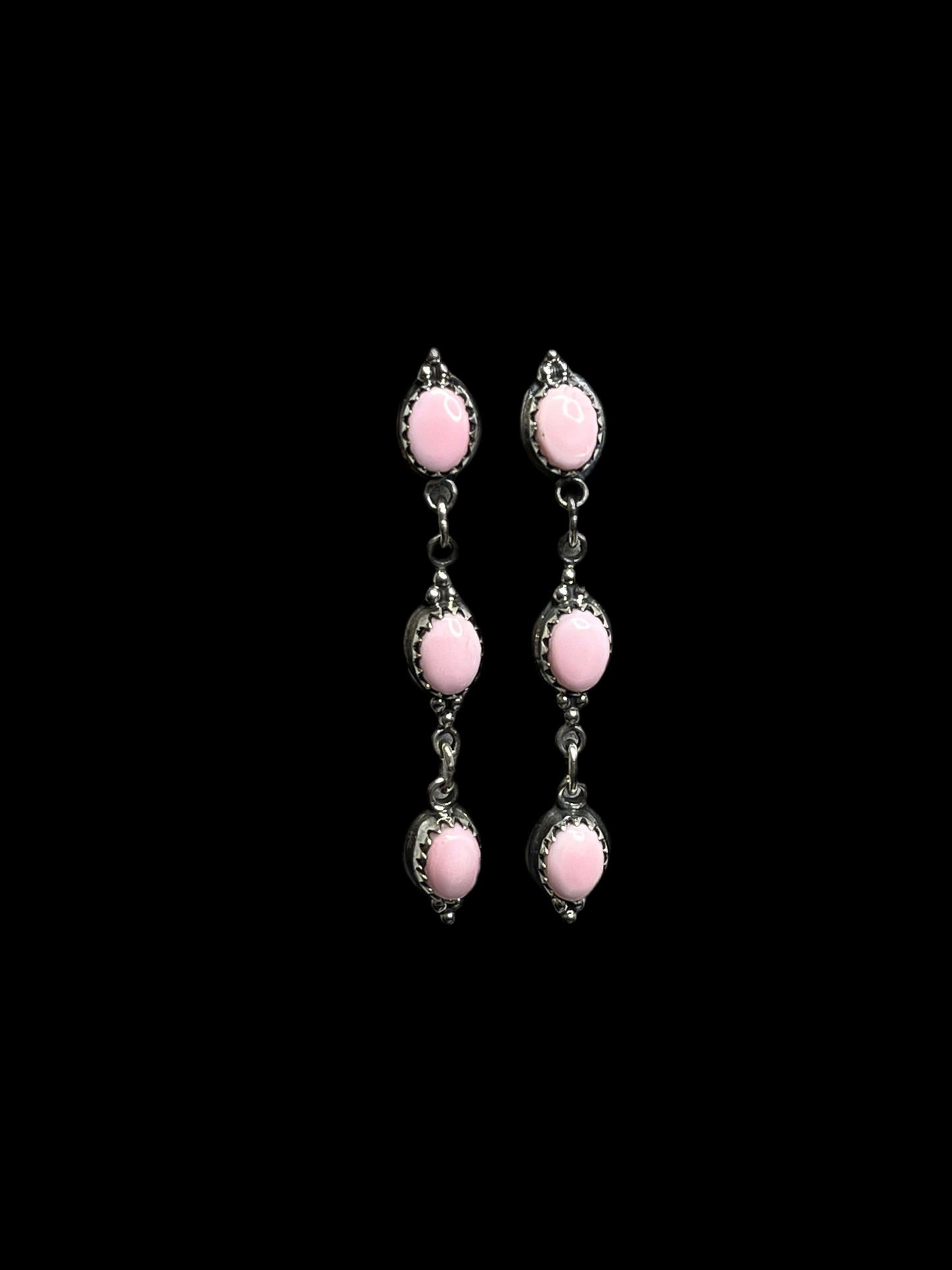 Handcrafted Queen Pink Conch Drop Earrings - Sterling Silver