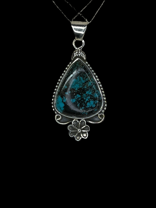 Tibetan Turquoise Pendant - Sterling Silver