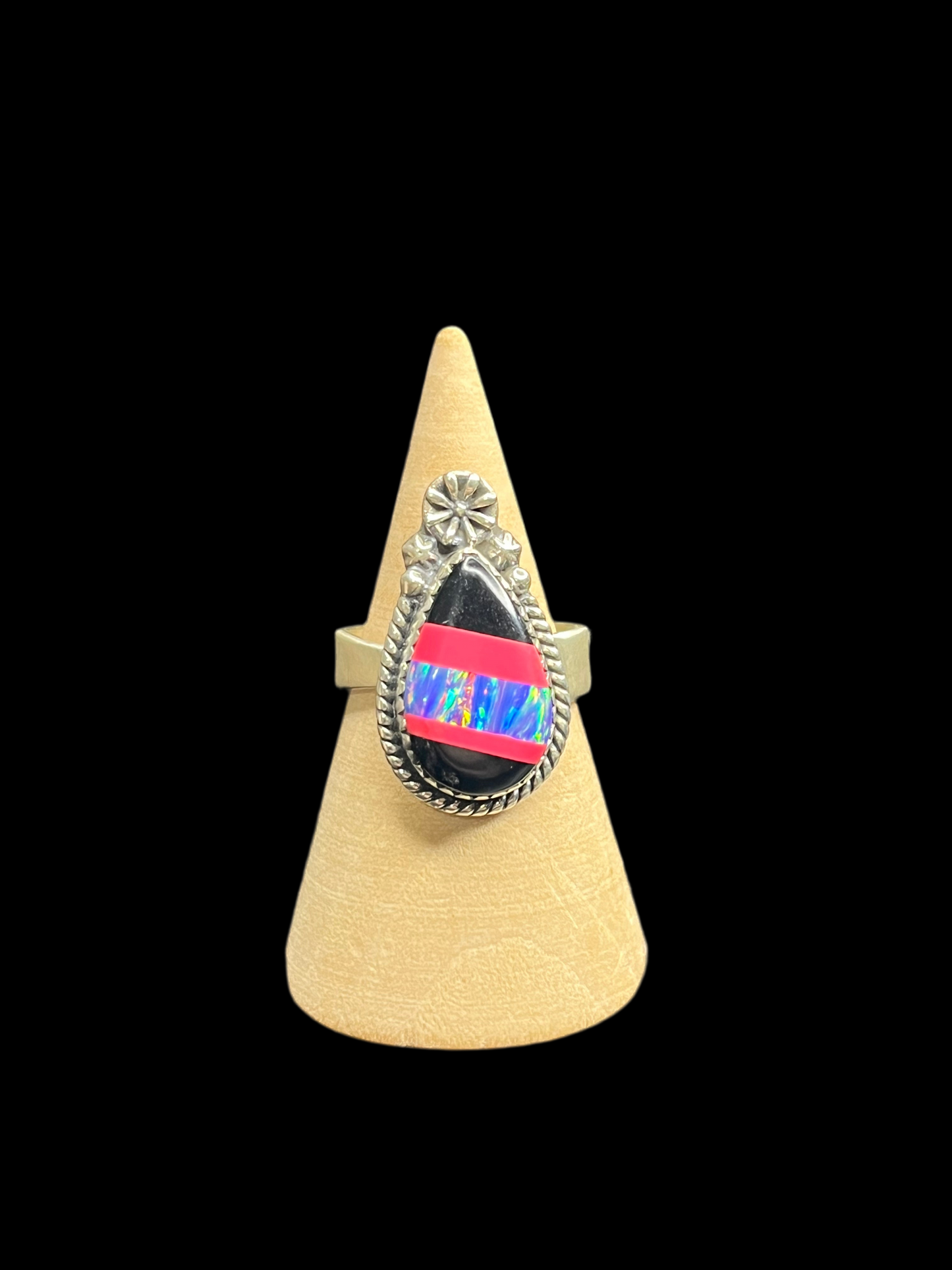 Aurora Opal Inlay Rings - Adjustable