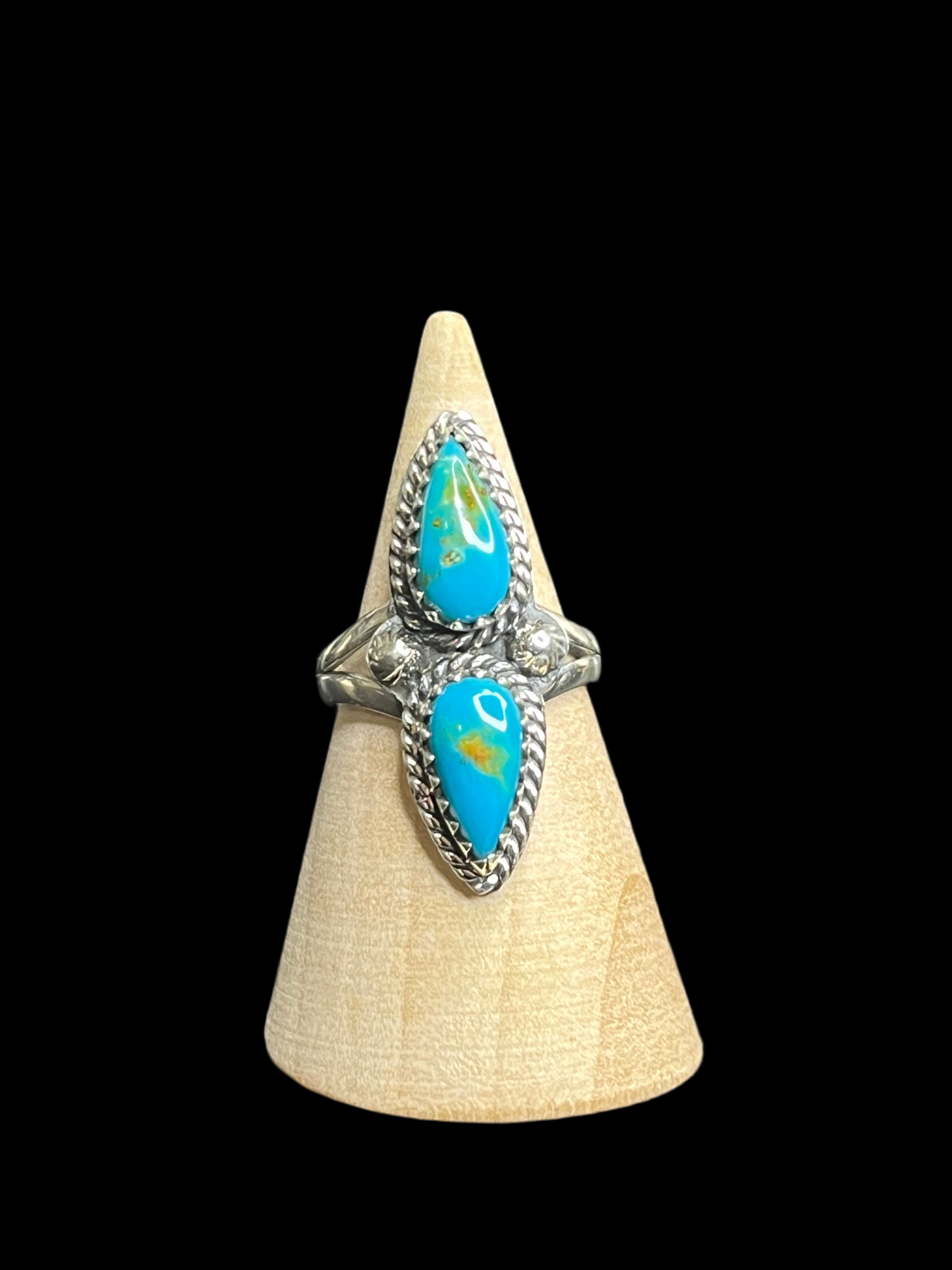 Double Kingman Turquoise Rings - size 7