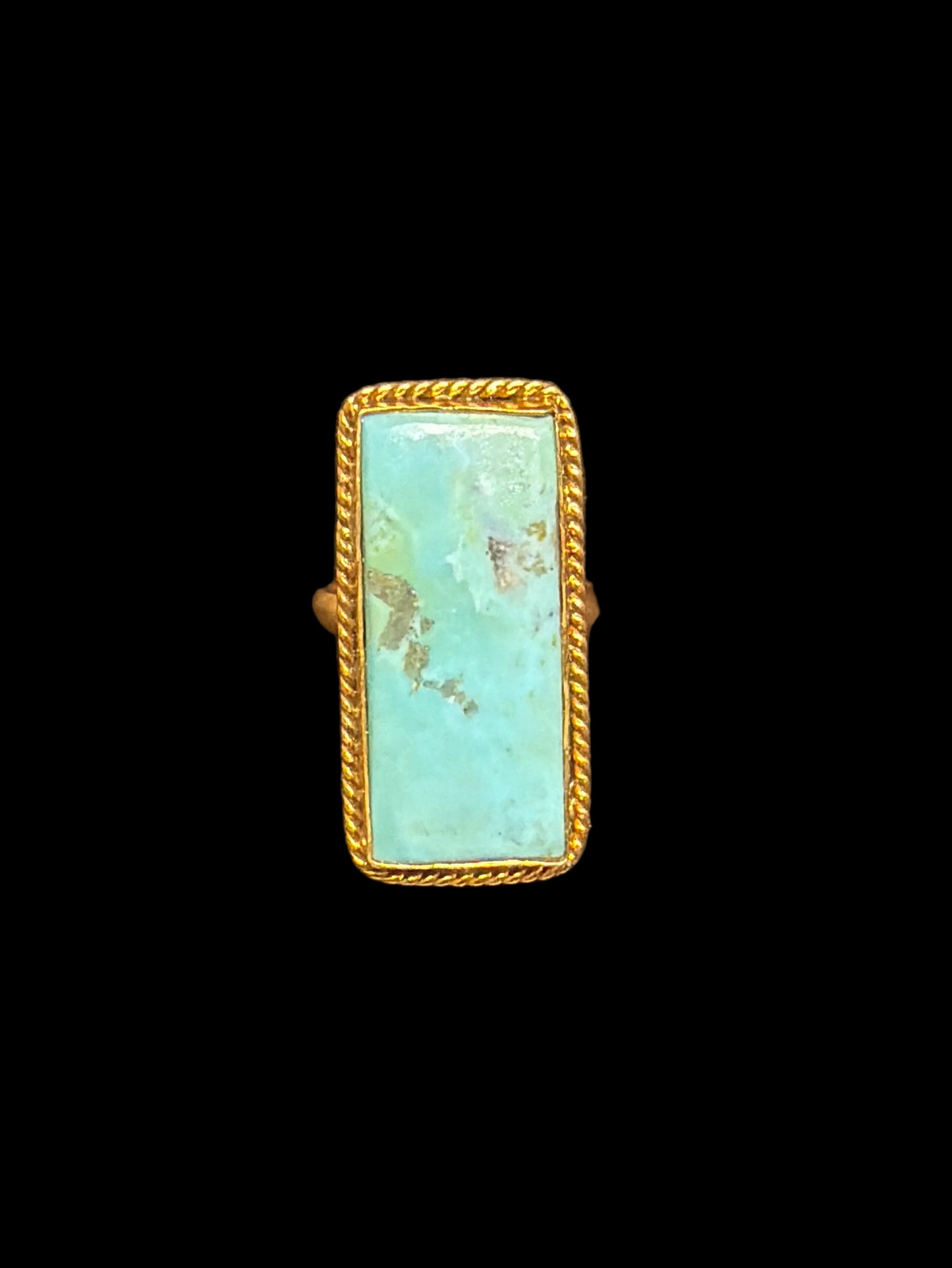 The Golden Turquoise Bar Rings