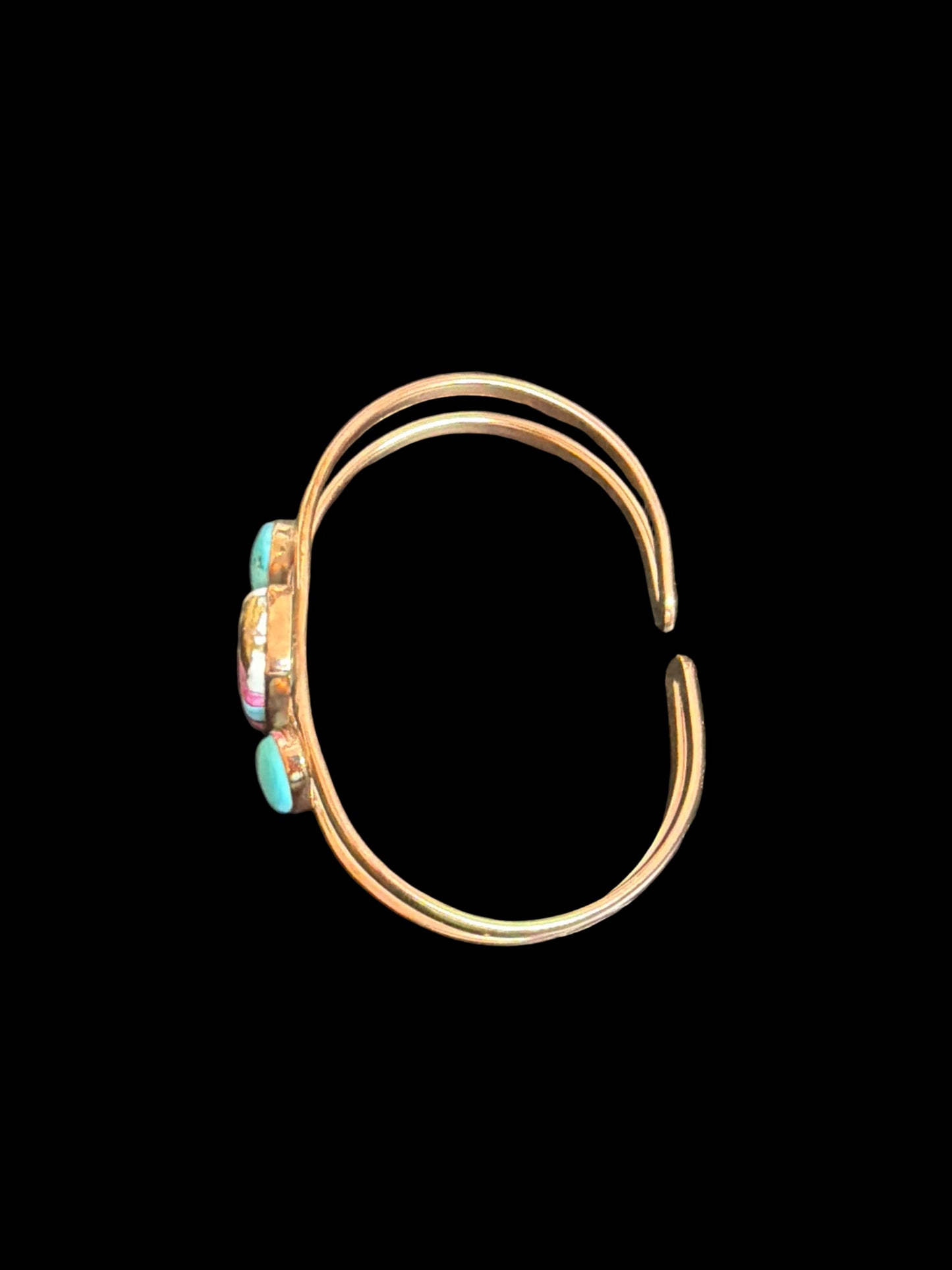 Cotton Candy Dahlia & Turquoise Copper Cuff