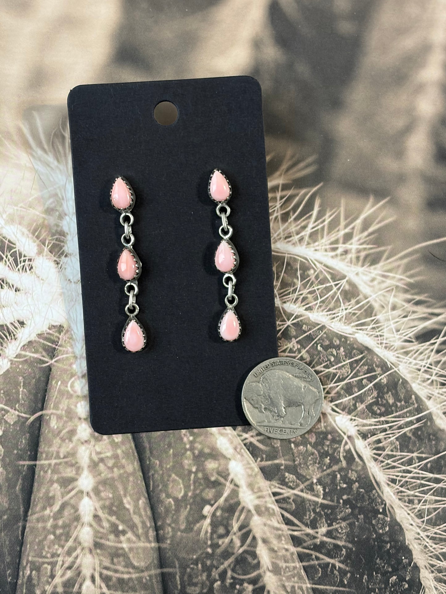 Handcrafted Pink Conch Drop Earrings