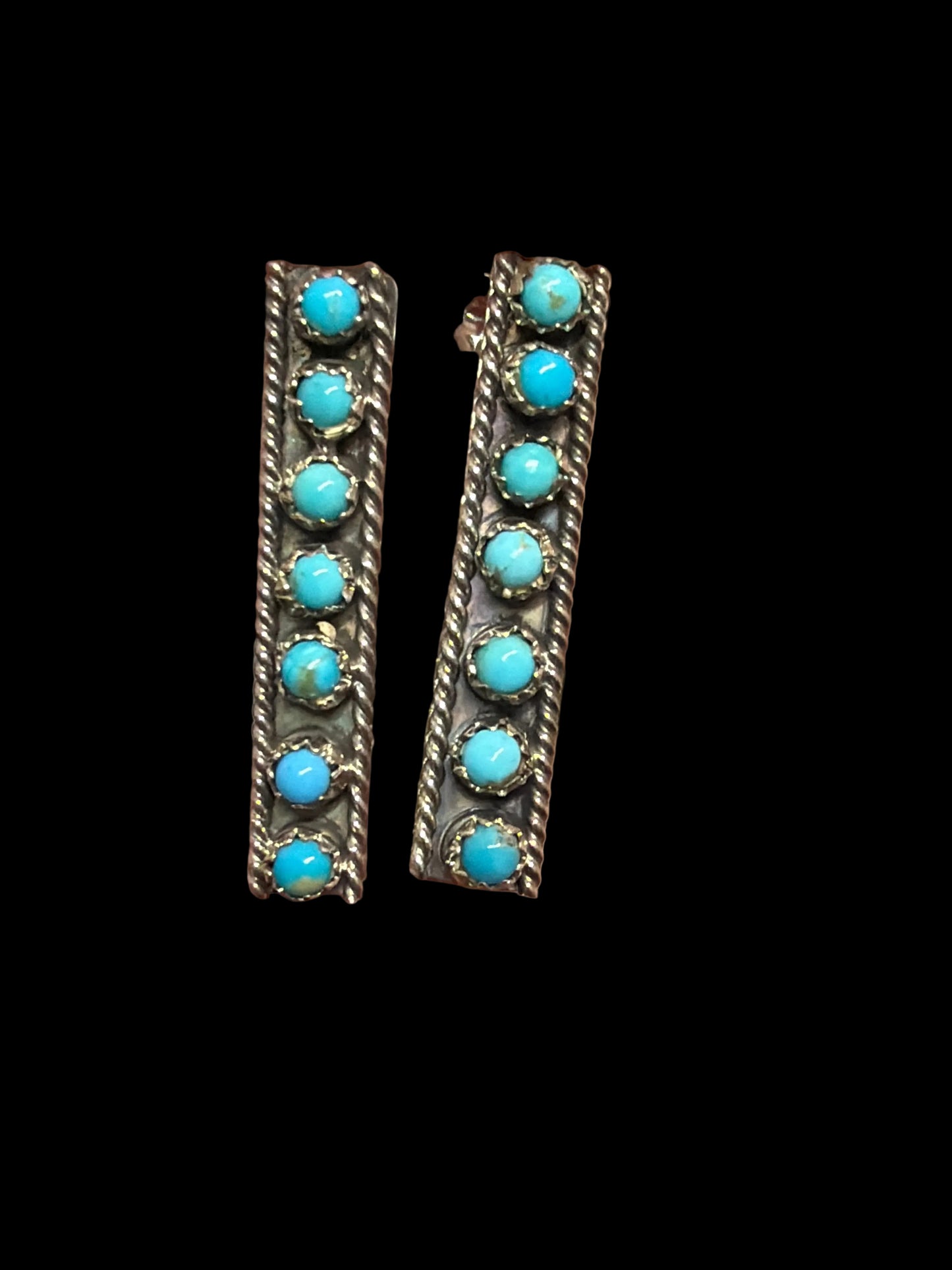 Zuni 7-Stone Turquoise Earrings