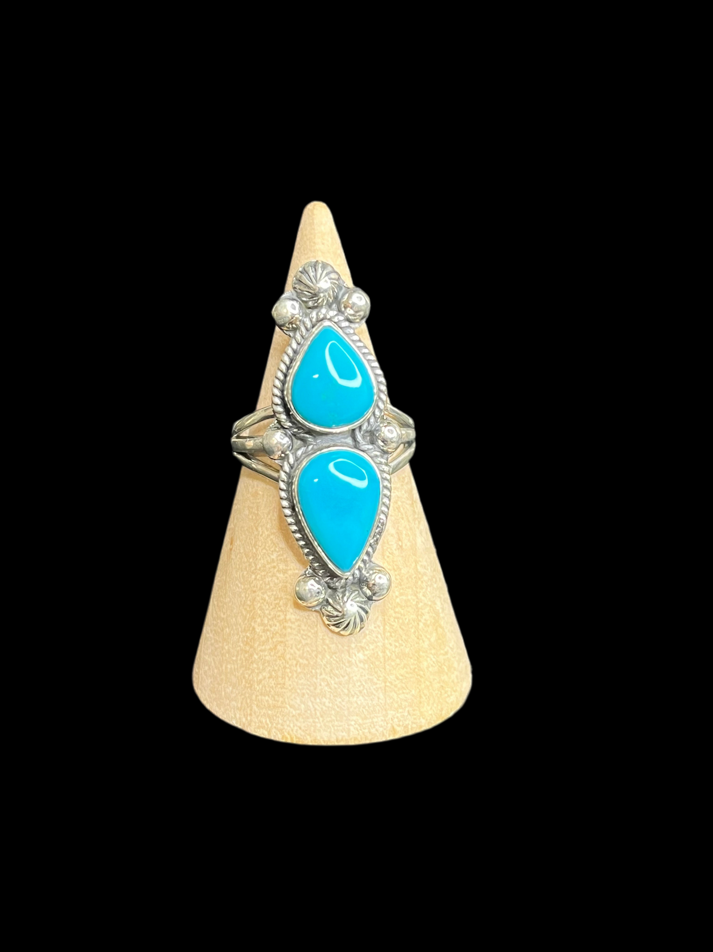Double Kingman Turquoise Rings - size 7