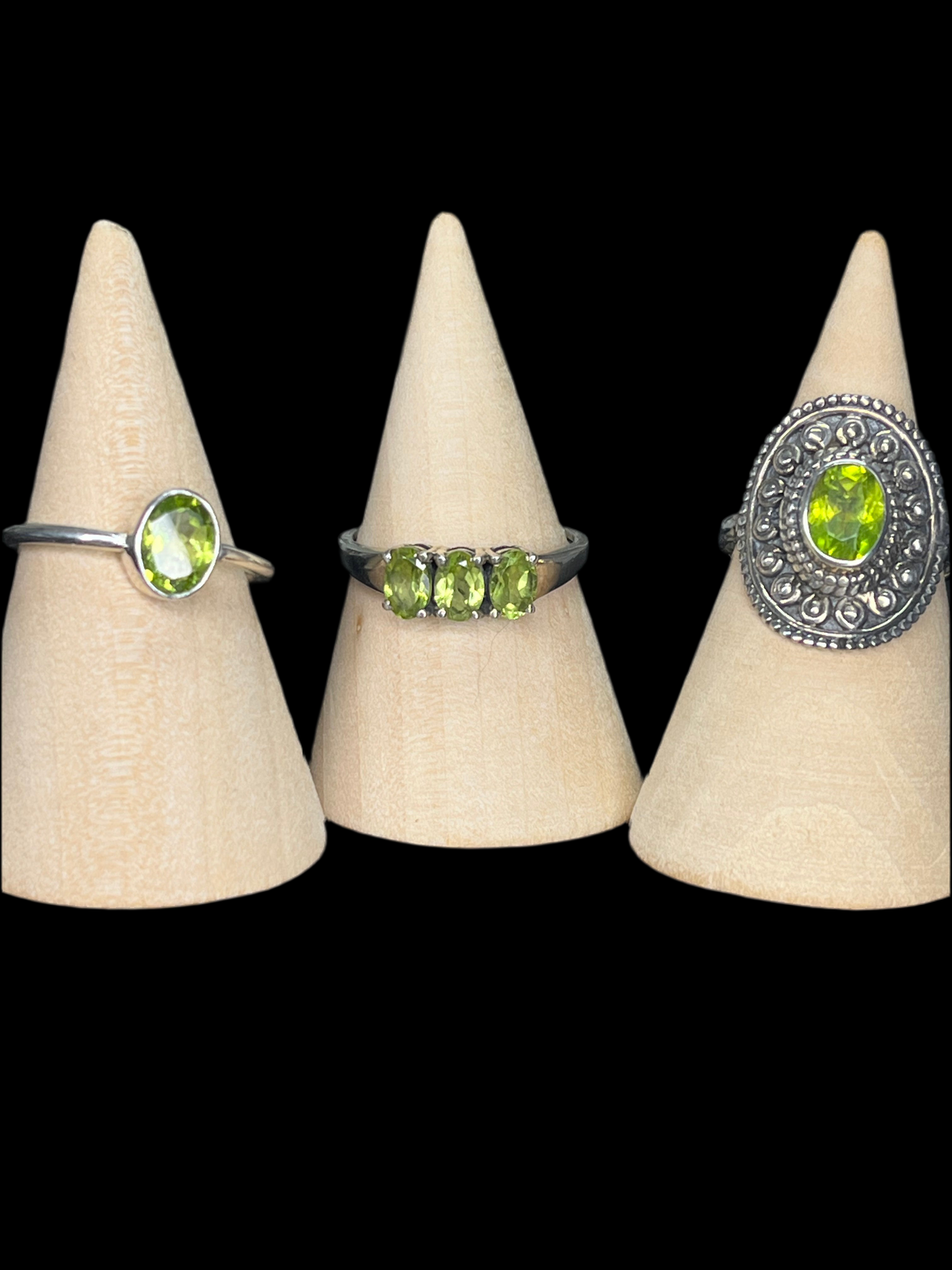Genuine Peridot Sterling Silver Rings
