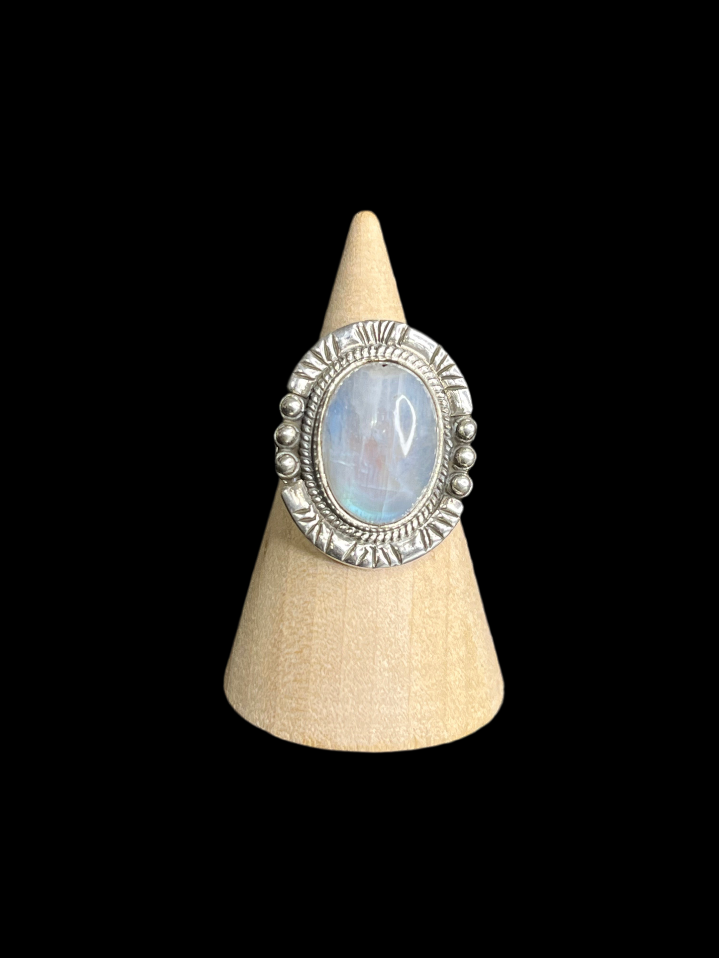 Rainbow Moonstone Mermaid Scale Rings - sizes 5-12