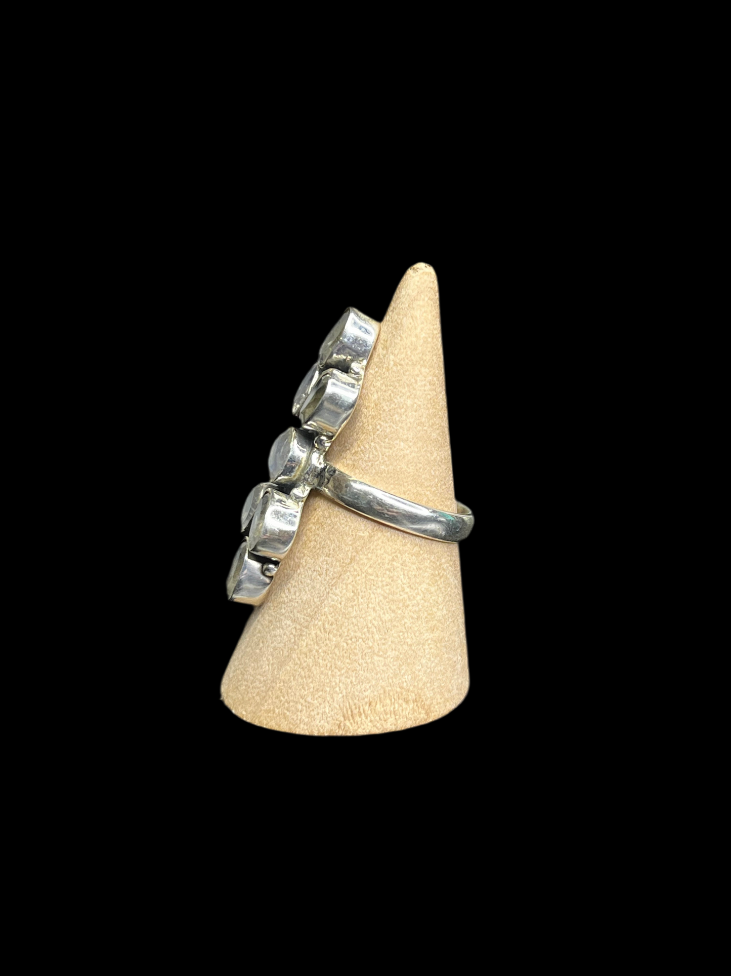 Rainbow Moonstone Cluster Ring - size 8