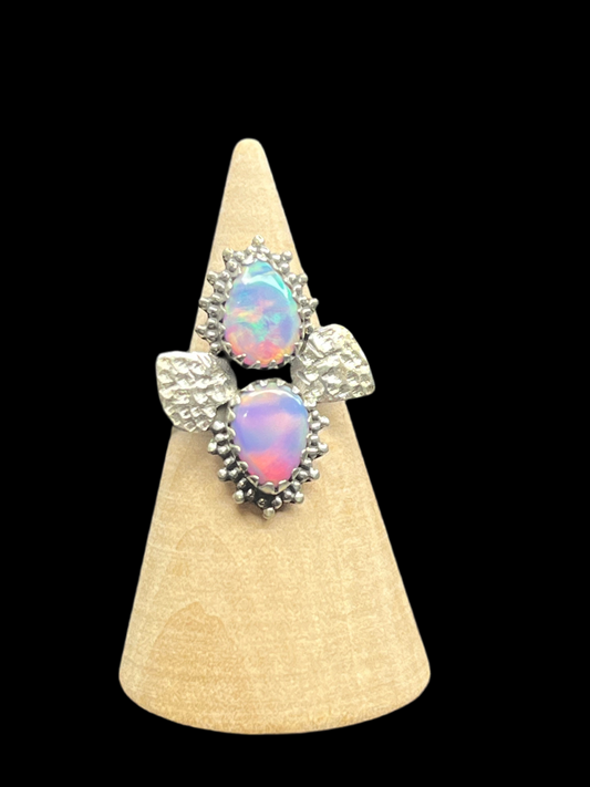 Double Aurora Opal Ring - size 6