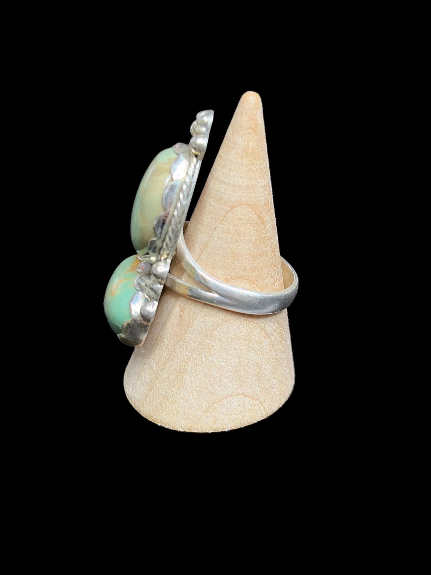 Green Two Stone Turquoise Ring - size 10