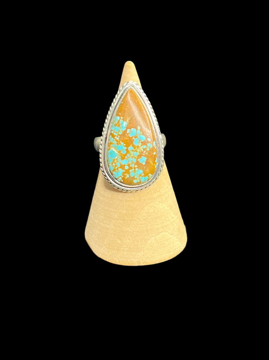 #8 Turquoise Sterling Silver Ring - size 7.25