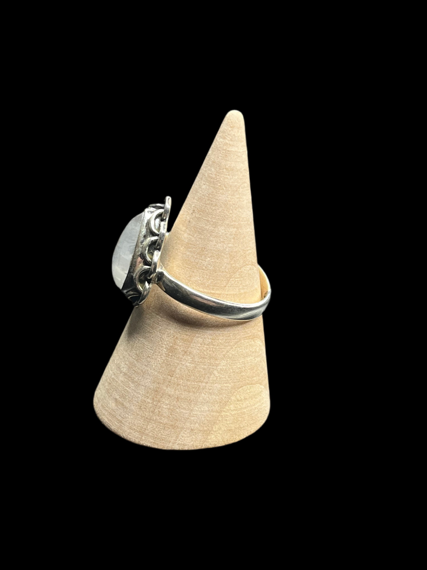Rainbow Moonstone Sterling Silver Ring - Size 9