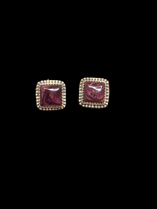 Purple Spiny Square Earrings