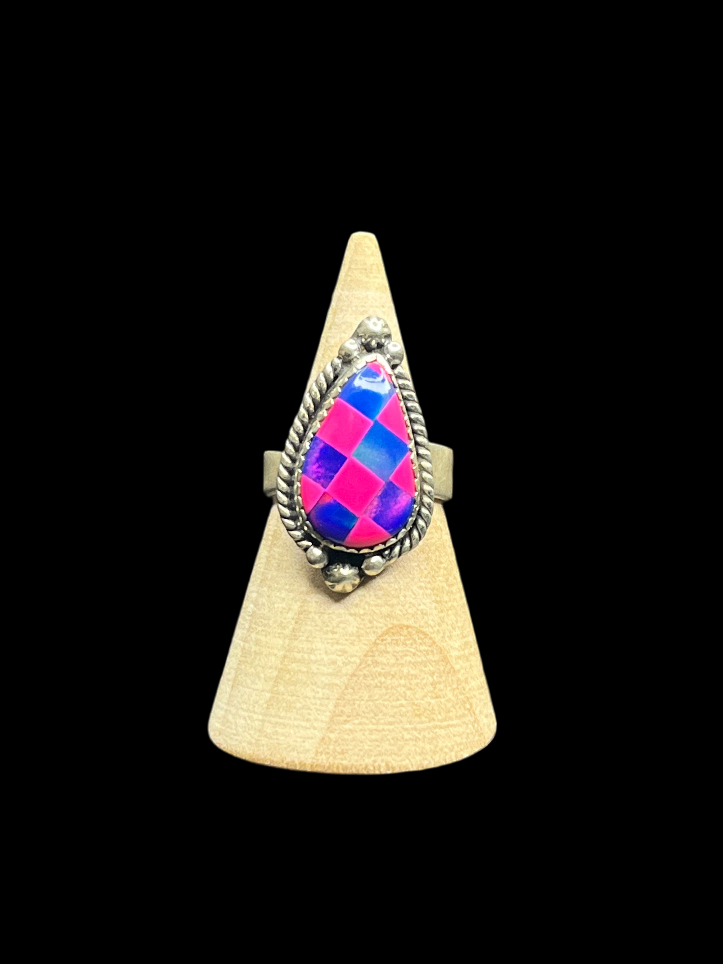 Aurora Opal Checker Rings - Adjustable