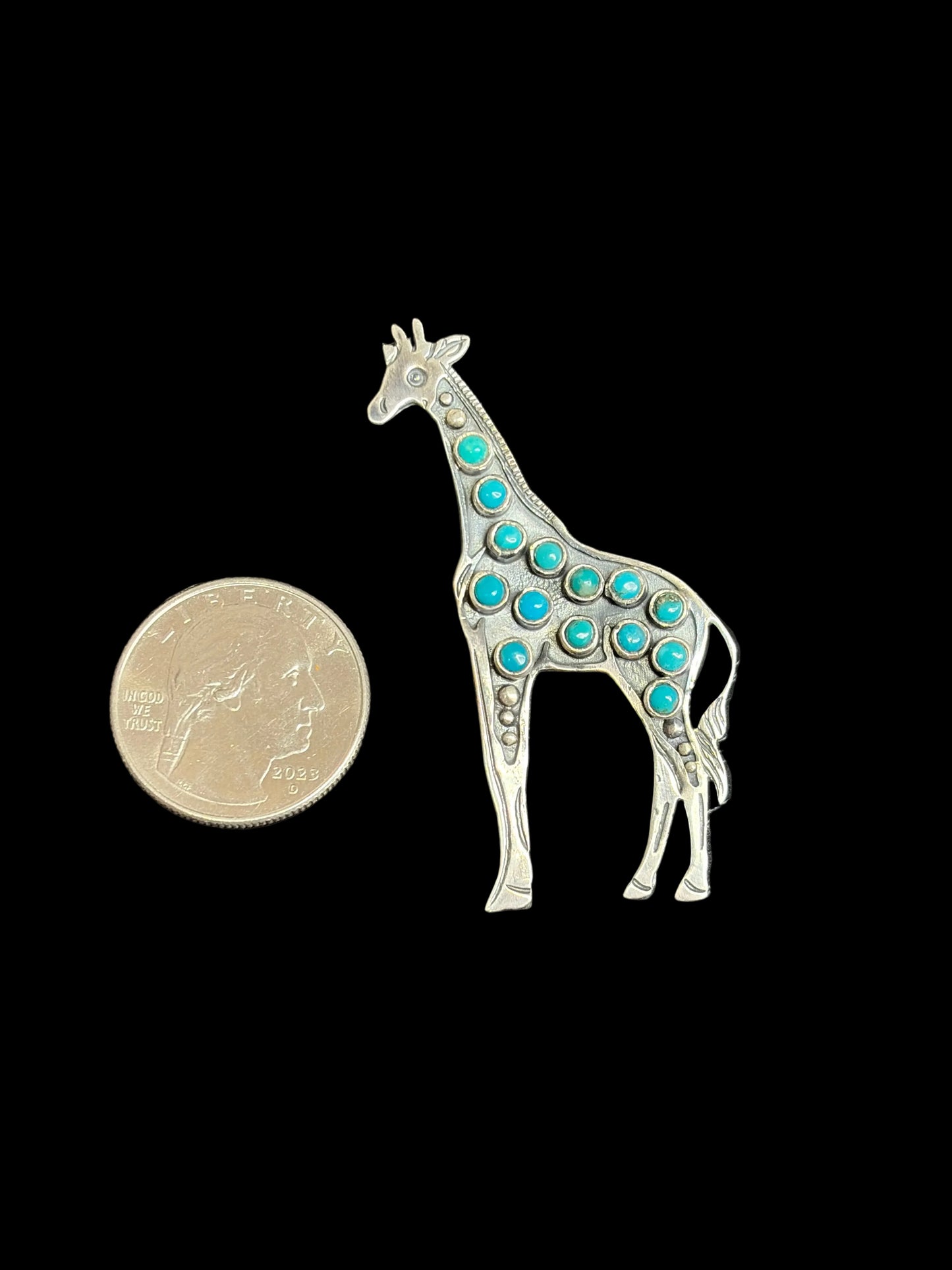 Handcrafted Kingman Turquoise Giraffe Pendant
