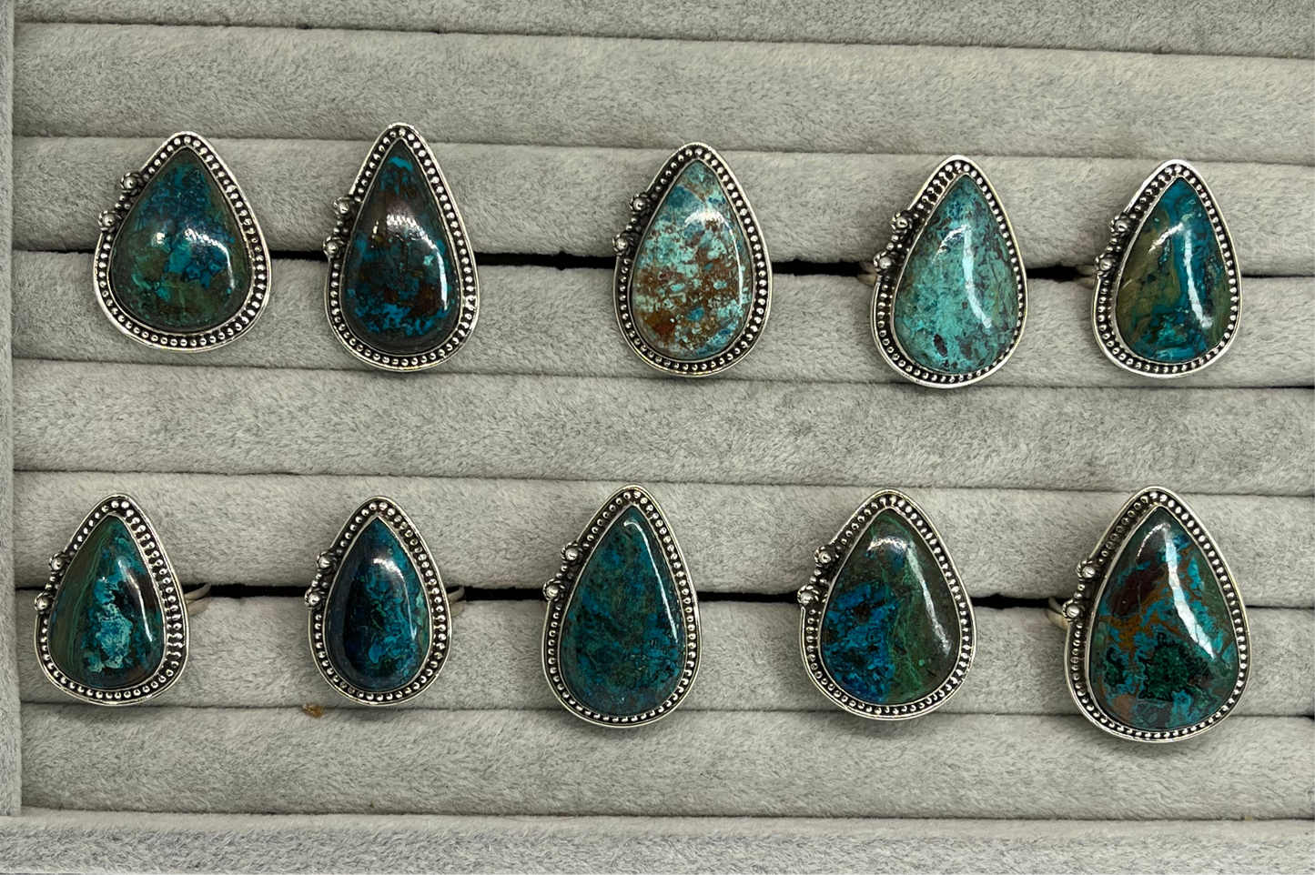 Azurite Malachite Sterling Silver Rings sizes 5-12