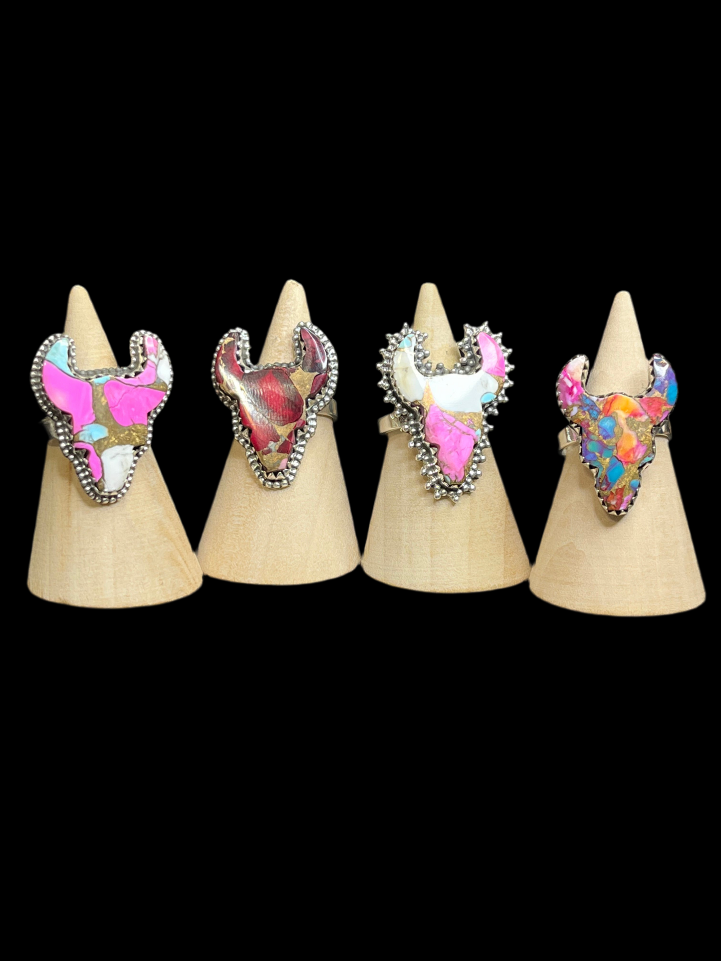 Dahlia Bull Head Rings - Adjustable
