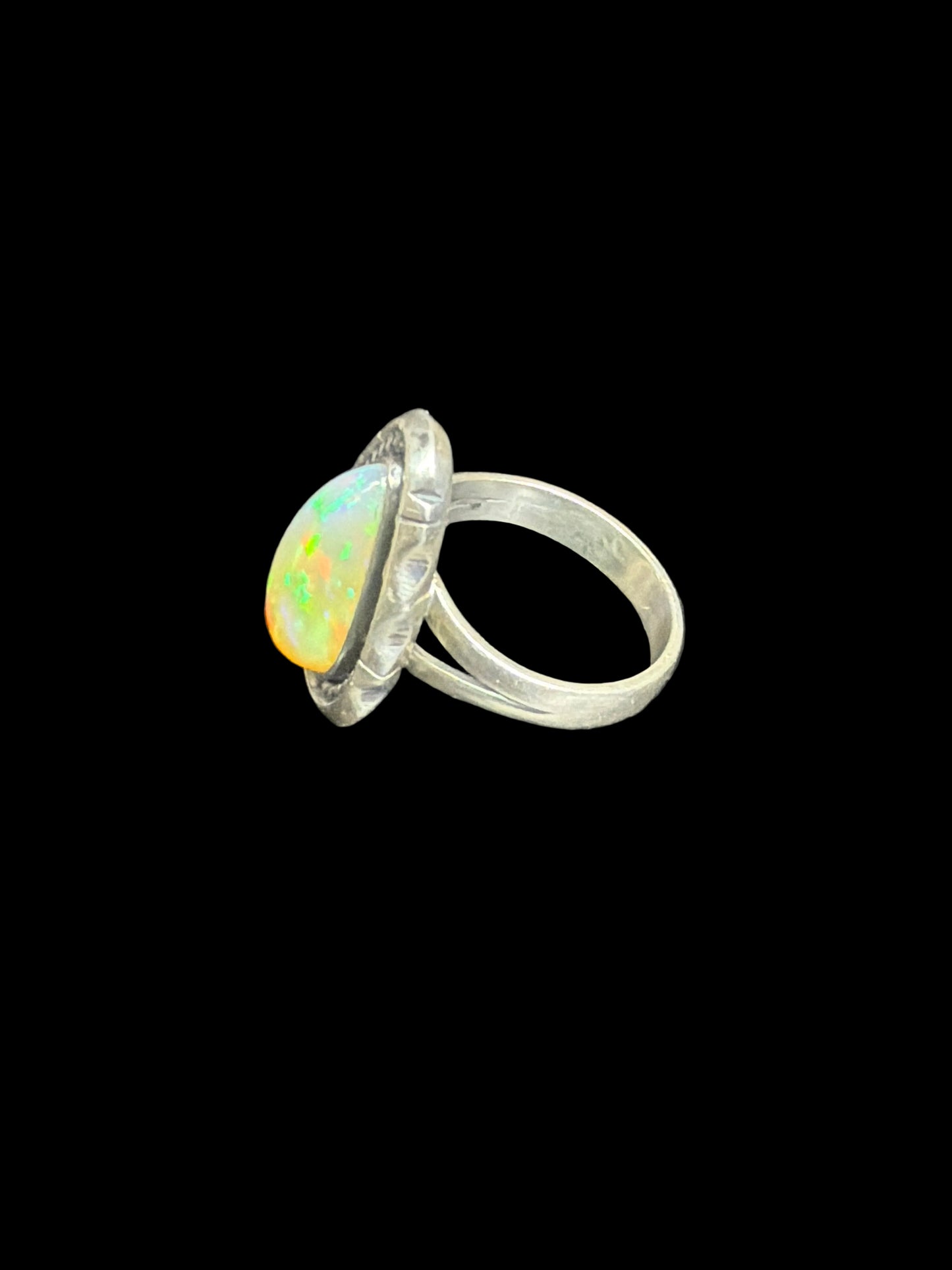 Handcrafted Ethiopian Fire Opal Ring - size 6