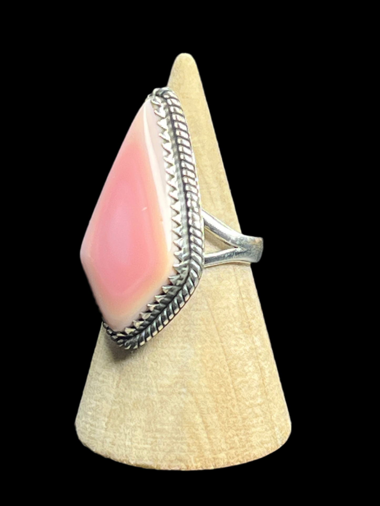 Pink Conch Sterling Silver Ring - size 7