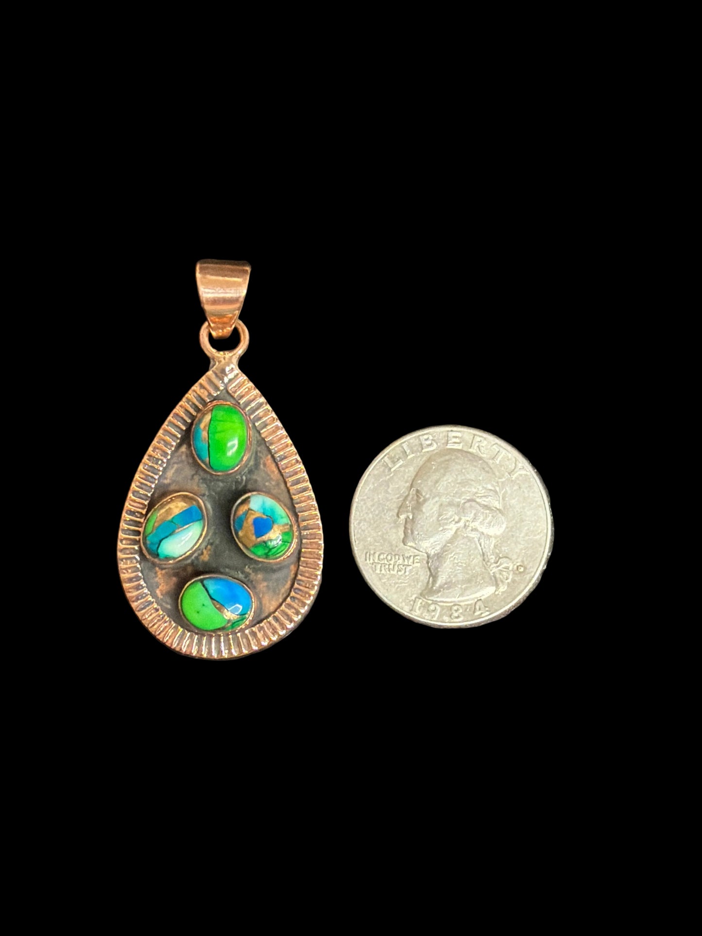 Copper & Peacock Dahlia Pendant