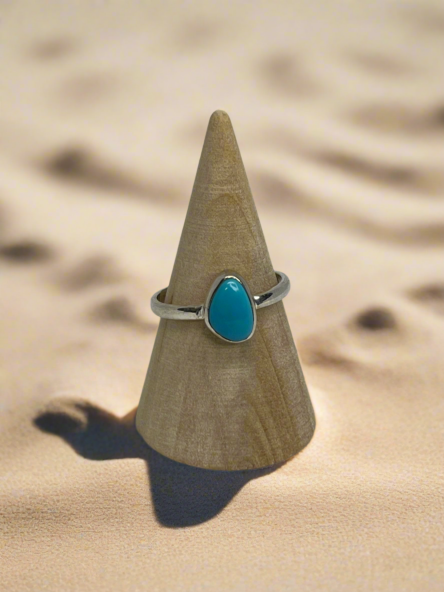 Sleeping Beauty Turquoise Sterling Silver Ring - Size 9.5