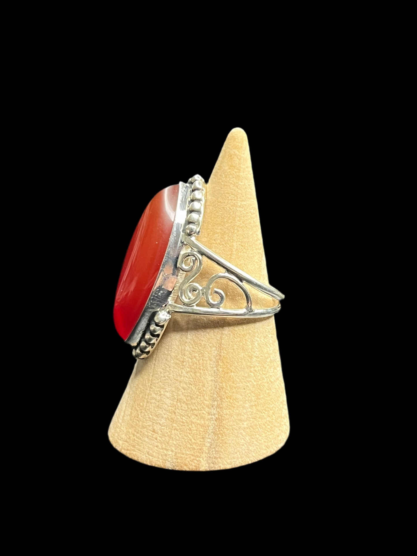 Genuine Carnelian Sterling Silver Ring - size 8