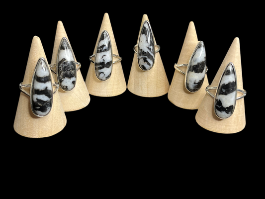 White Buffalo Sterling Silver Rings