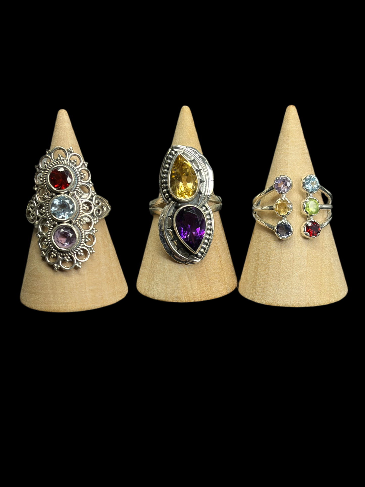 Multi-gemstone Sterling Silver Rings