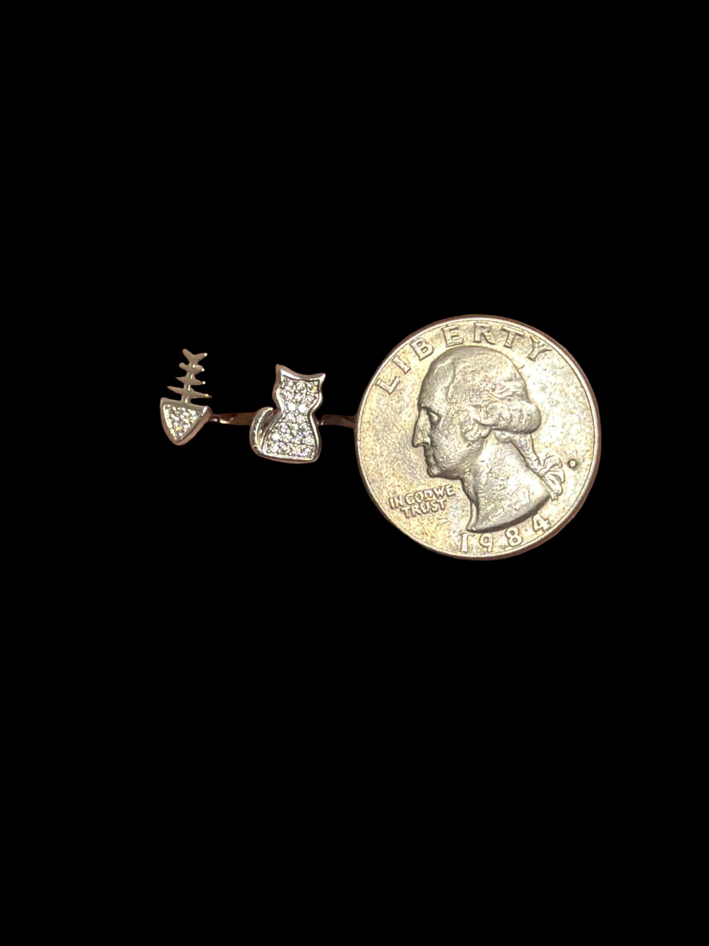 Sterling & CZ Cat/Fish Earrings