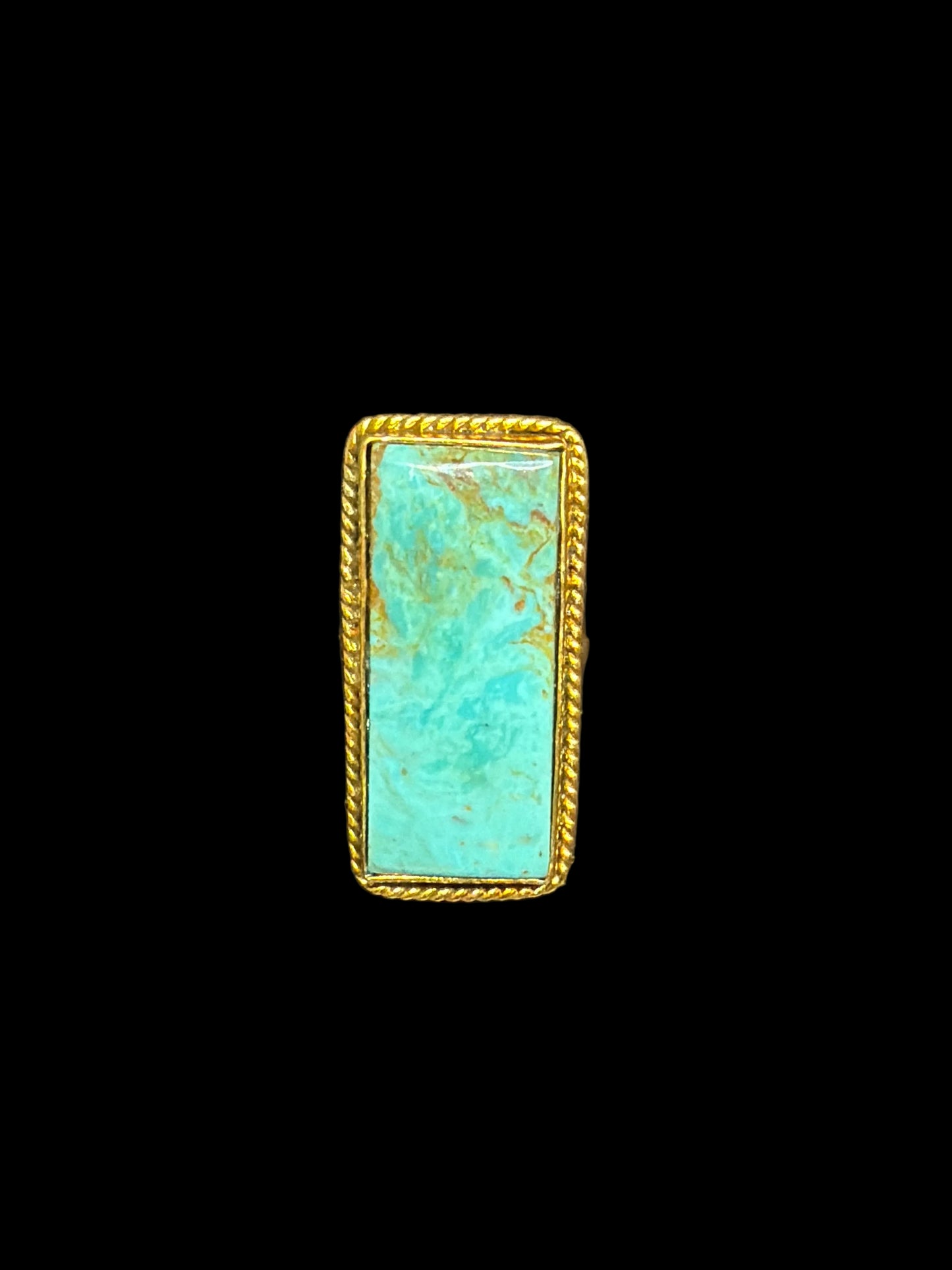 The Golden Turquoise Bar Rings