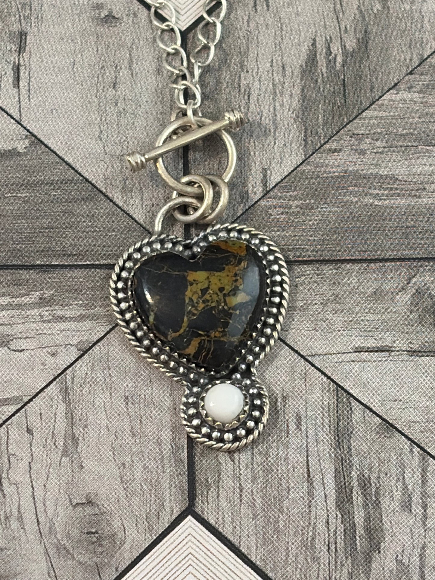 Blackjack Turquoise & White Buffalo Toggle Necklace