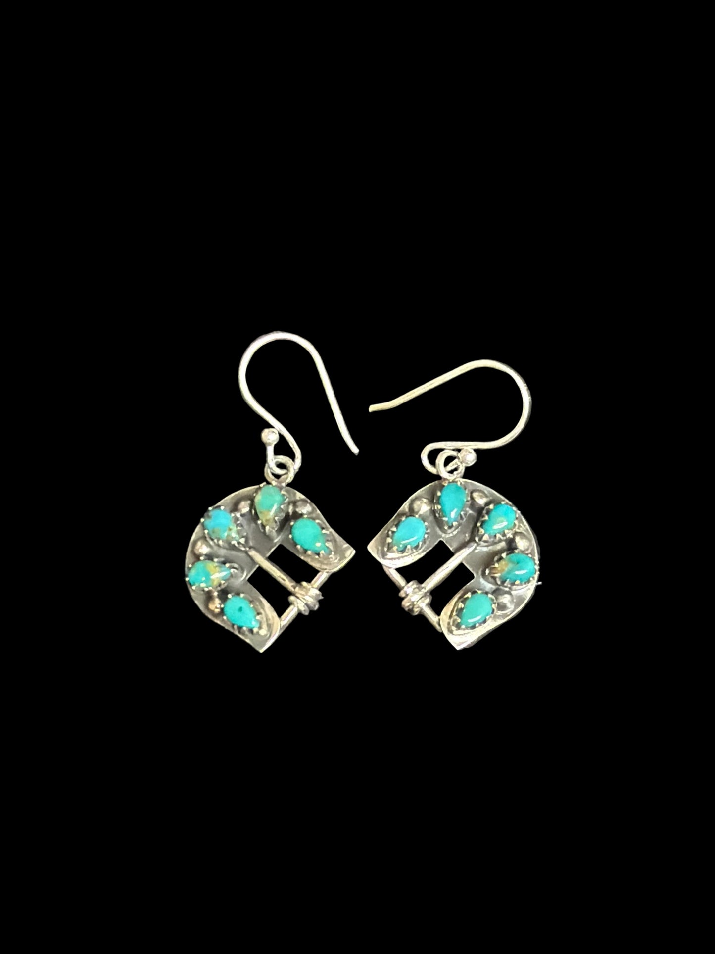 Handcrafted Kingman Turquoise Buckle Earrings