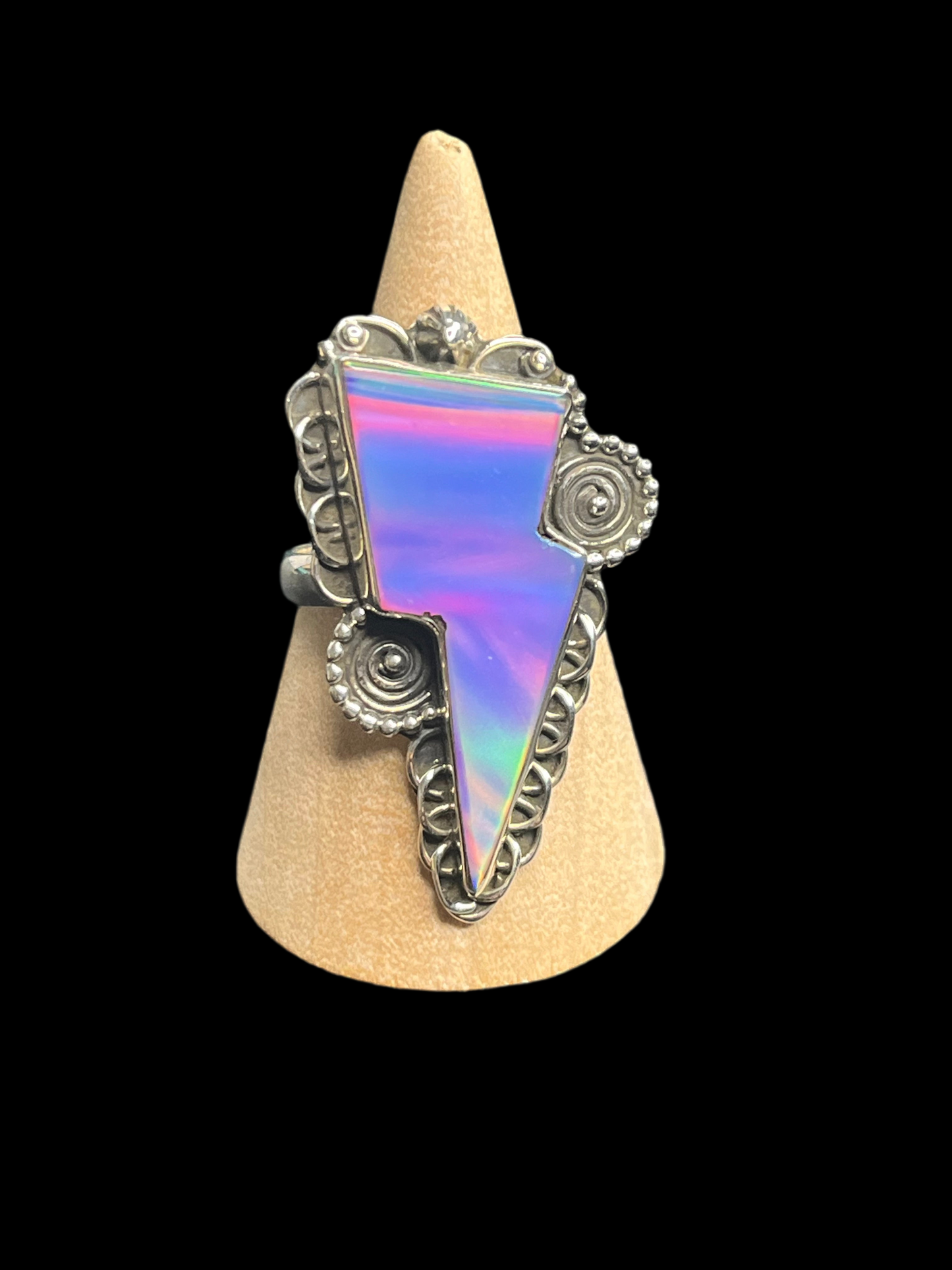 Aurora Opal Bolt Rings - Sterling Silver