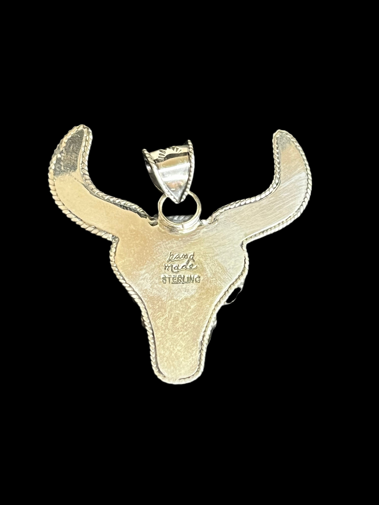 Kingman Turquoise Sterling Silver Bull Head Pendant