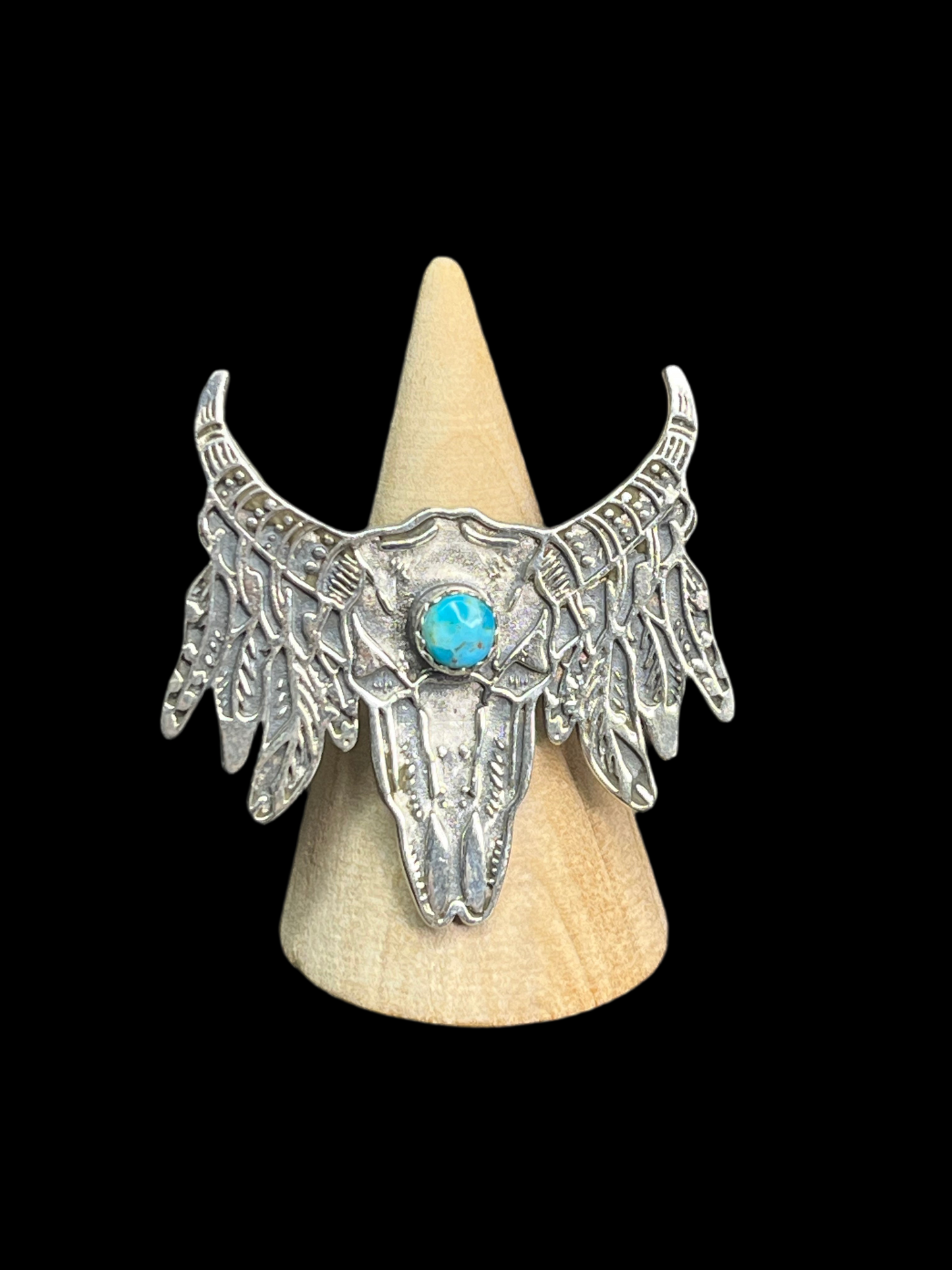 Turquoise Steer Head Ring - Adjustable