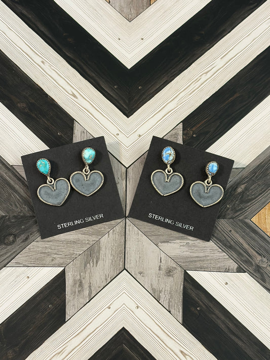 Premium Stone Heart Drop Earrings