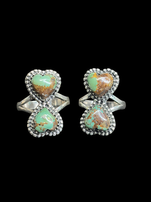 Handcrafted Kingman Turquoise Heart Rings